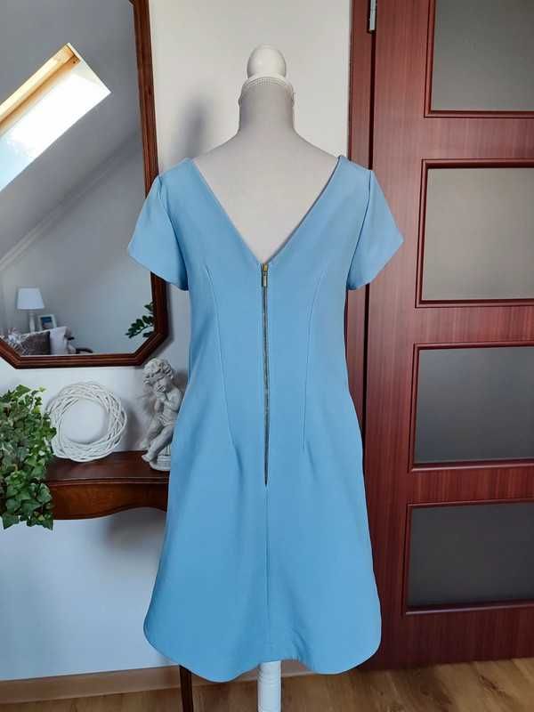 Sukienka trapezowa Basic błękitna niebieska XS 34 Closet ZIP zamek