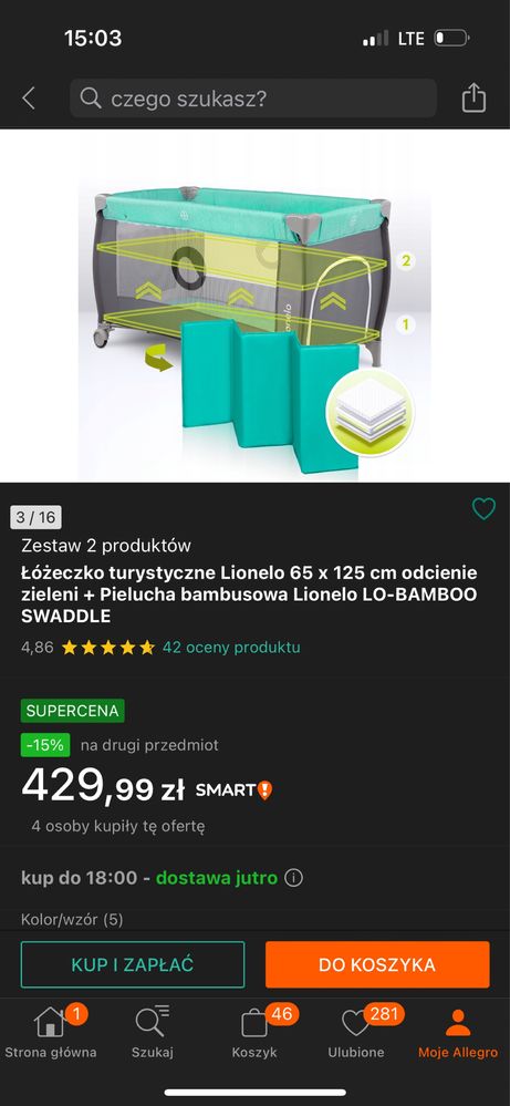 Łóżeczko turystyczne plus materac