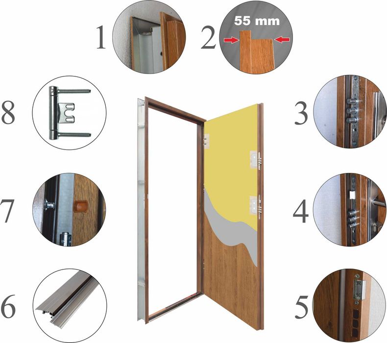 Drzwi OUTLET zewnętrzne GEREDA AP 5 INOX Lewe 80 Antracyt nr283