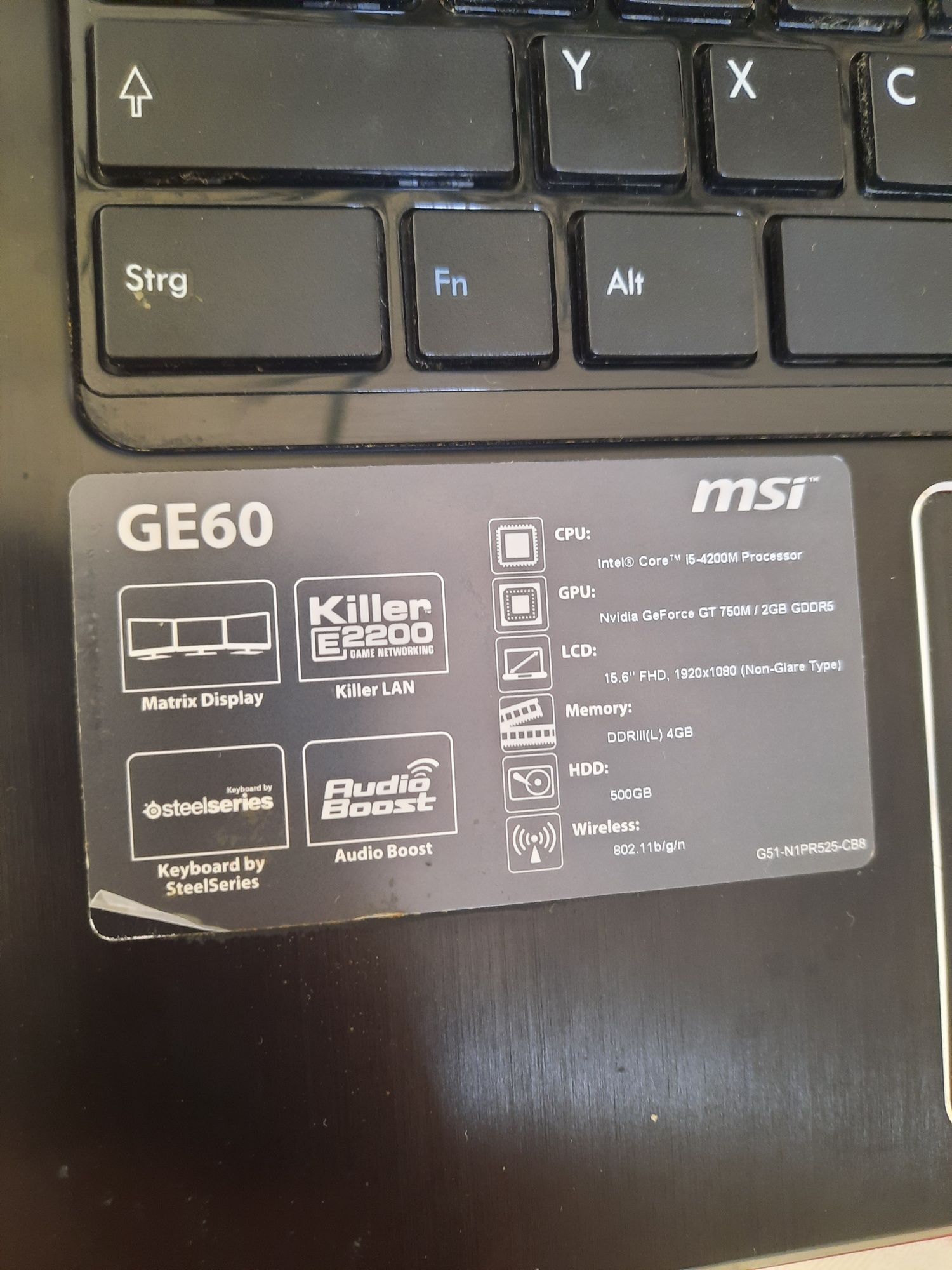 Ноутбук MSI Ge60,MS-16GC,4/500gb hdd,intel core i5