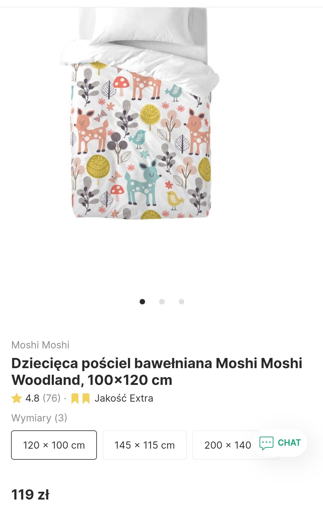 NOWA pościel dziecięca Moshi Moshi Woodland 100x120 sarenki las