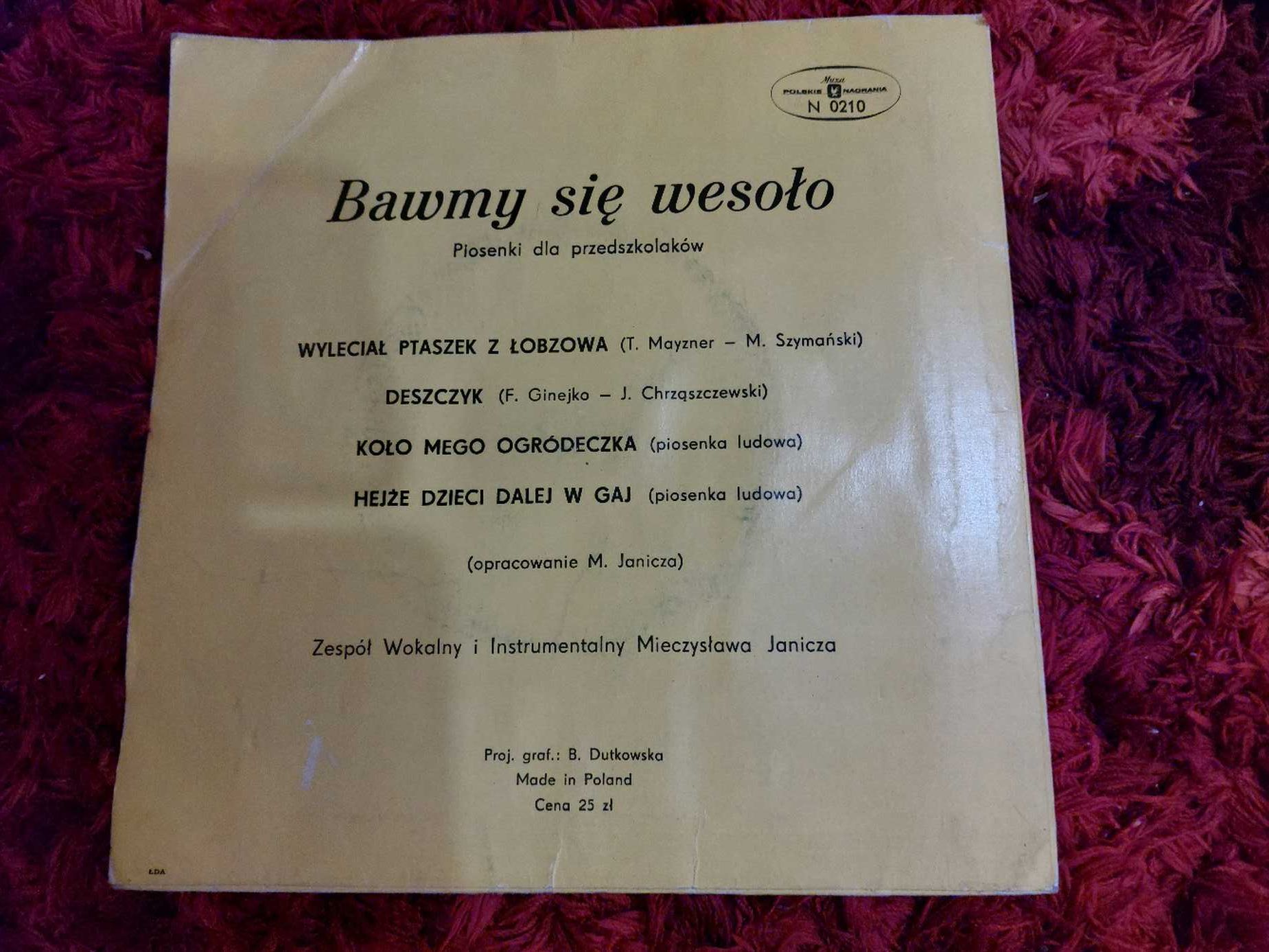 Mała płyta winylowa / Bawmy się wesoło / mały winyl