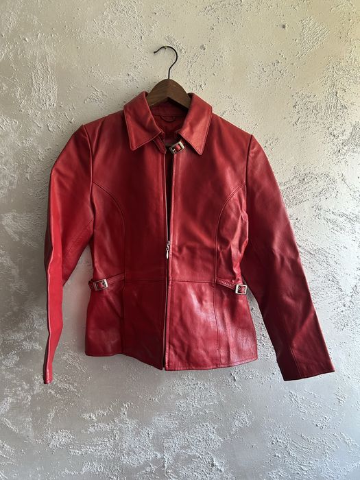 Czerwona kurtka skorzana 38