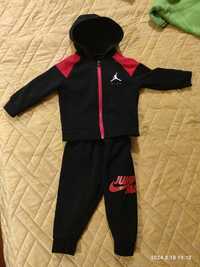 Komplet Nike Jordan bluza kaptur dresy spodenki czarny czerwony 74-80