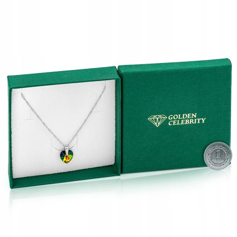 Srebrny Naszyjnik Serduszko Swarovski 925 Łańcuszek Zawieszka Dla Żony