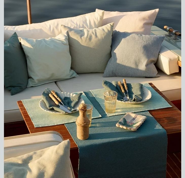 LINUM UNI bieżnik na stół 45x150 cm, bawełna prążkowana, można prać