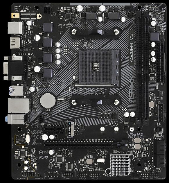 Материнська плата ASRock A520M-HVS (sAM4, AMD A520, PCI-Ex16)