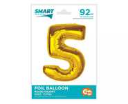 Balon foliowy Smart cyfra 5 złota 92cm. Godan
