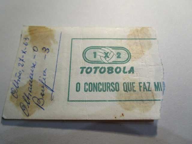 bilhete jogo futebol Olhanense benfica 1963 Campeonato Nacional