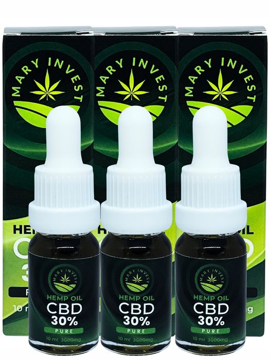 Olejek konopny CBD 30 % 3000 mg Pure |Izolat| THC 0 % | 3x10 ml |