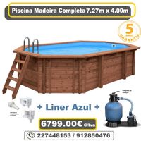 Piscina de Madeira 7.27m x 4.00m + Sistema de Filtragem + Acessorios