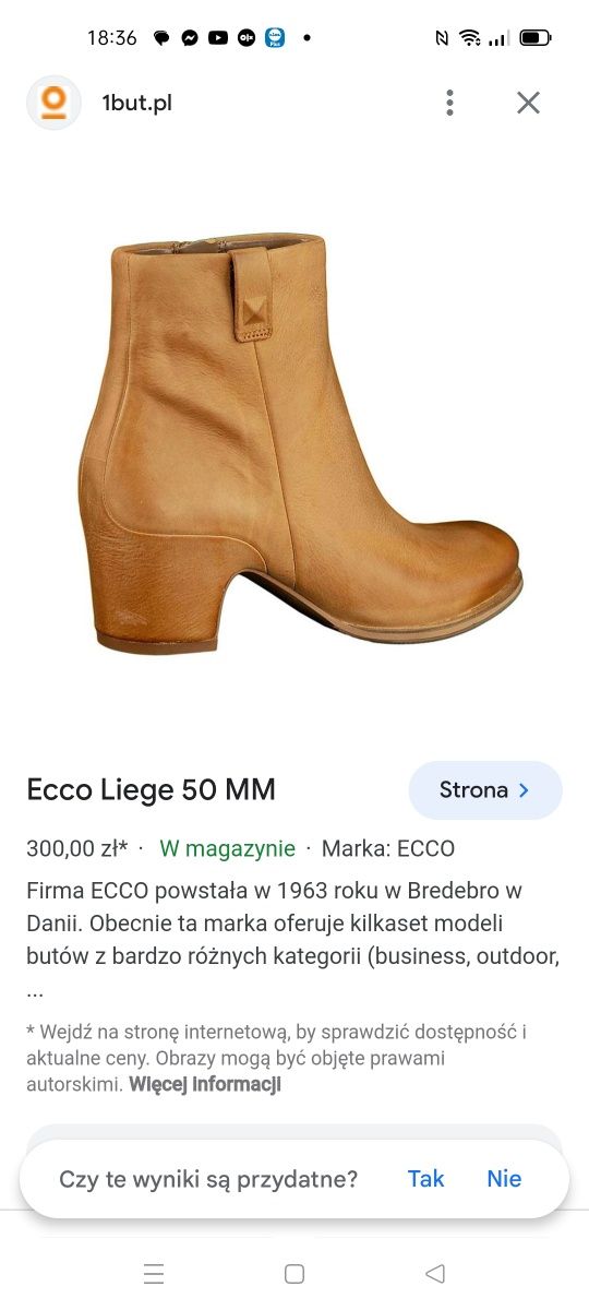 Kozaki botki Ecco buty zimowe 37 skórzane