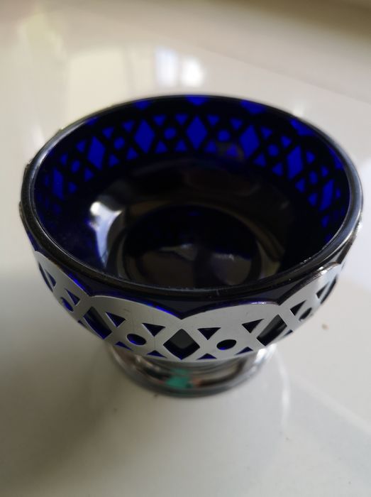 cukiernica kobaltowy wkład vintage PRL