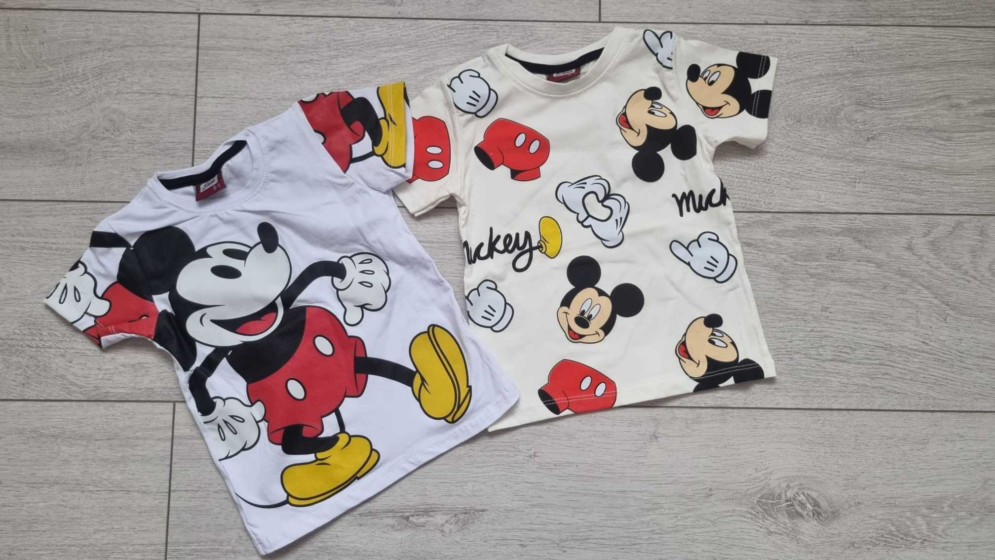 2pak Koszulek Z Myszką Mickey 80 86 Biała Kremowa