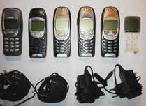 Zestaw telefonów: Nokia 6310i, Nokia 6210, Nokia 3210, ładowarki
