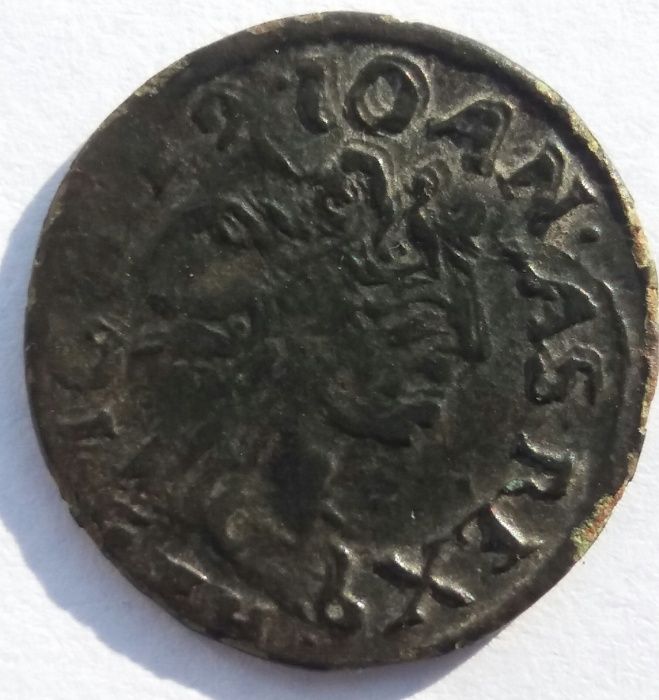 oML, stara moneta RR unikat szeląg Jan Kazimierz 1665/1666 Kowno Jeleń