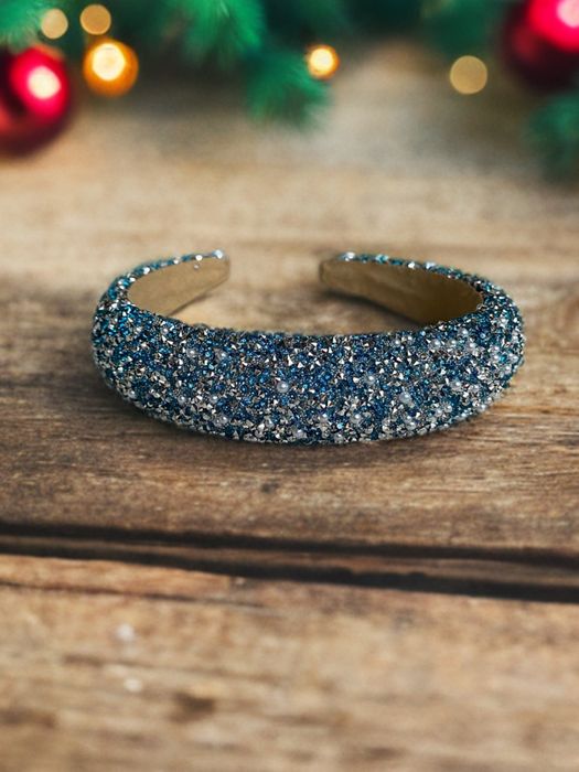 Opaska do włosów Luxury Crystal Pearl z cyrkoniami, Niebieski/Blue