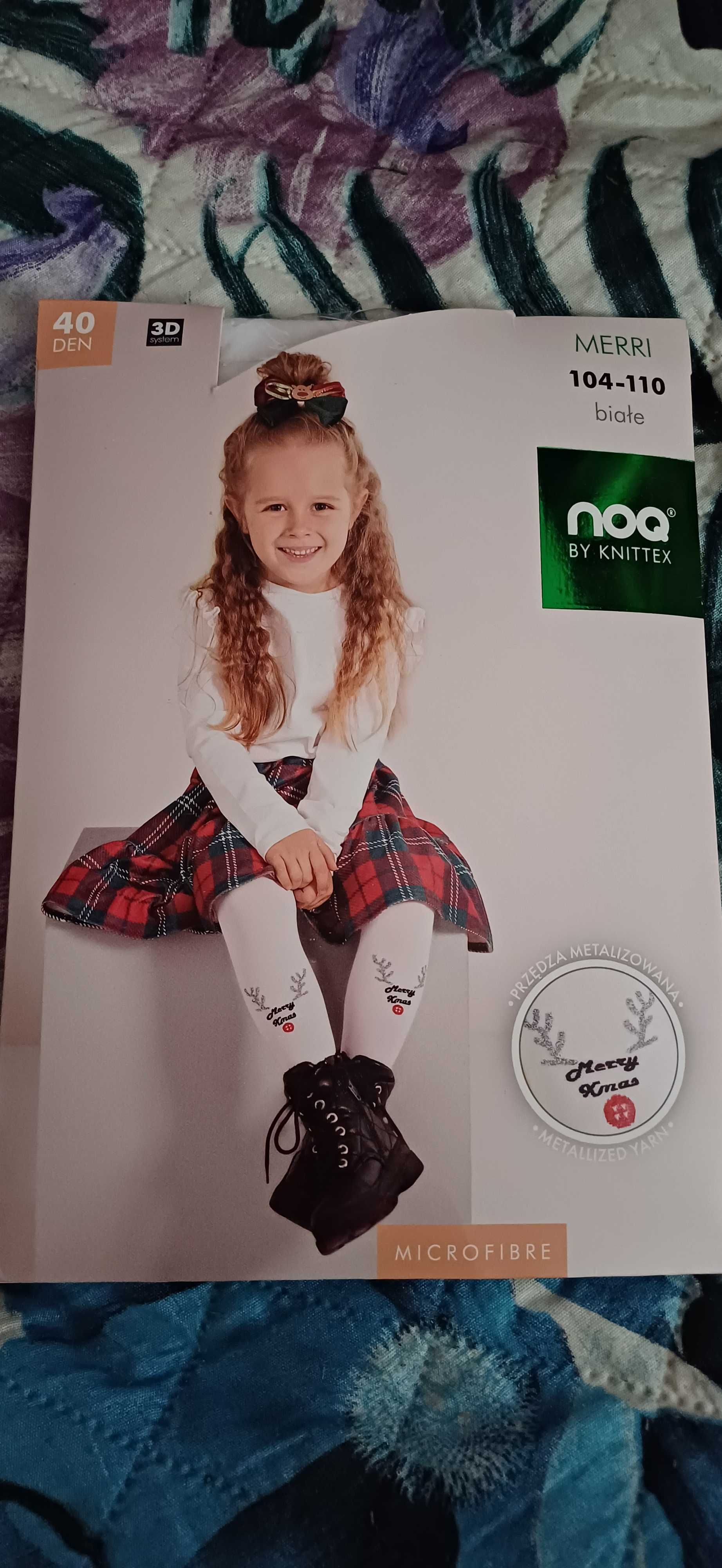 Knittex rajstopy dziewczęce białe Merri 40 Den rozmiar 104-110