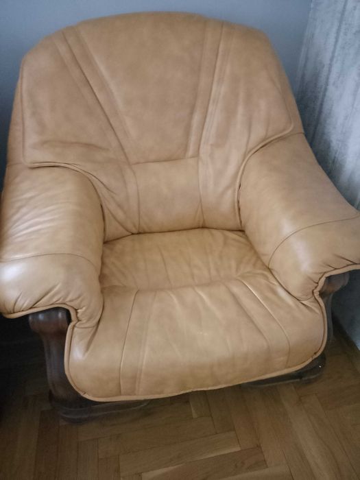 Wypoczynek komplet wypoczynkowy kanapa+2 fotele skóra naturalna