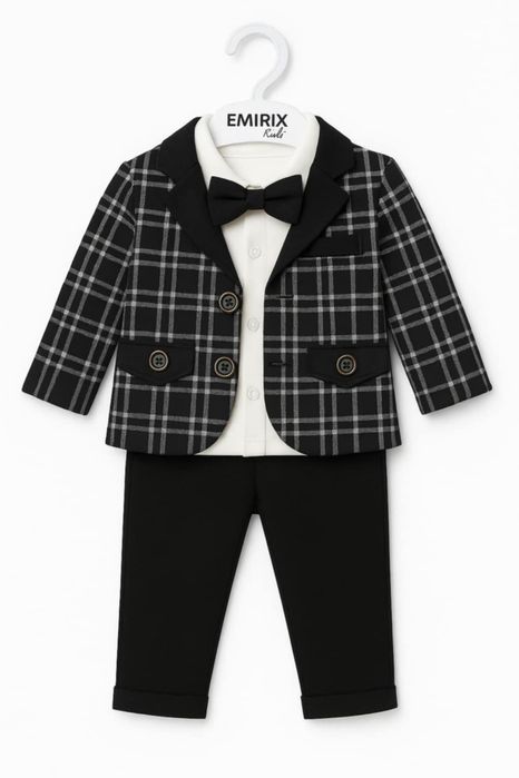 Elegancki miękki garniturek dla chłopca chrzest uroczystości r.92