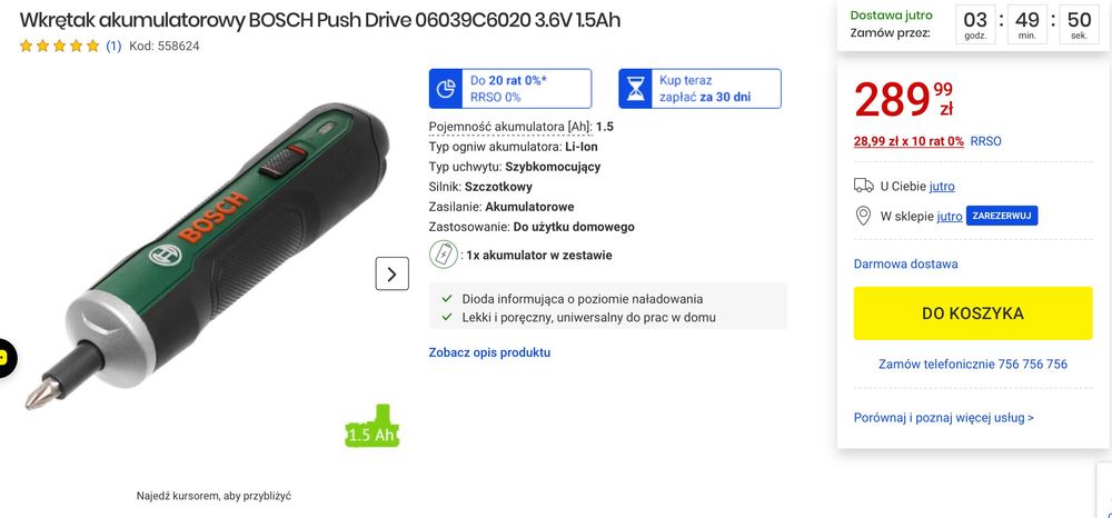 Wkrętak elektryczny Bosch Go 3,6V - Jak nowy !