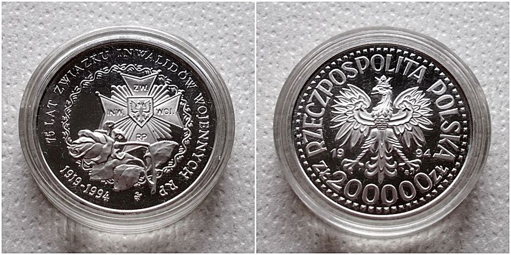 200000 zł 1994 r - srebro 0.750