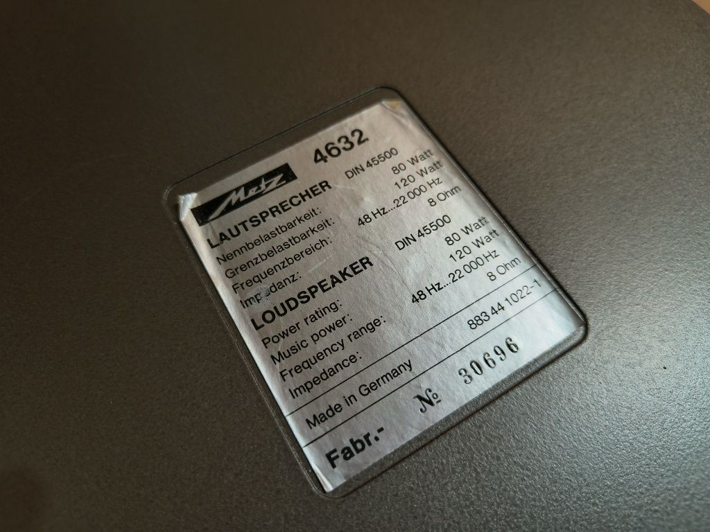 Głośniki kolumny Metz 80-120W hifi 3-wag-Box niemieckie
