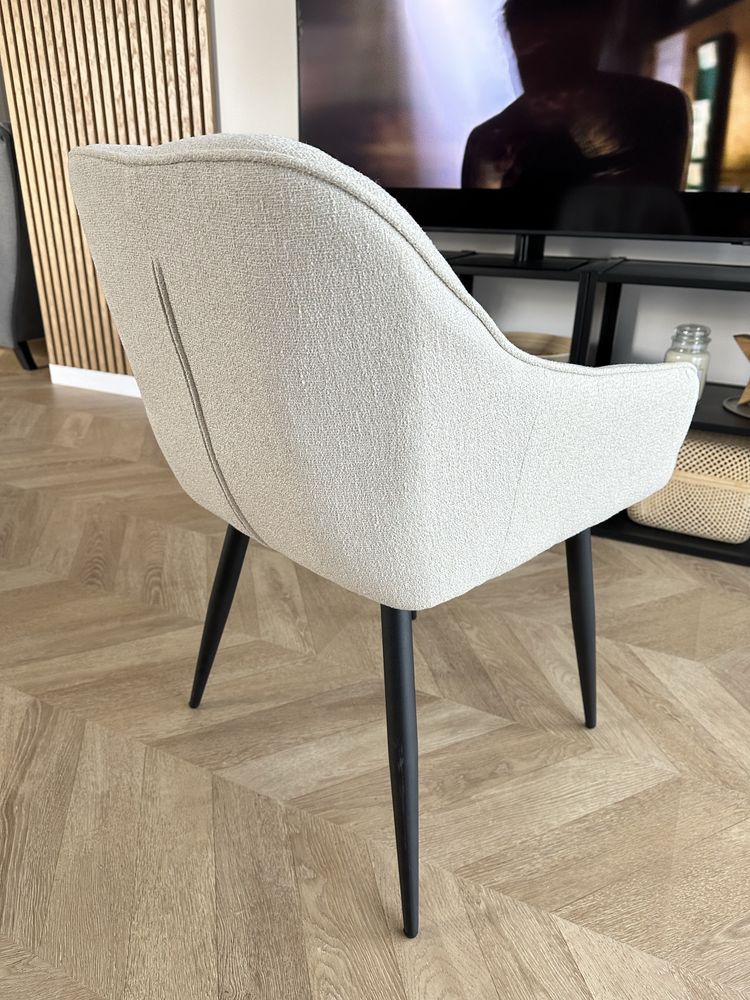 Zestaw 2 krzesła tapicerowane SKLUM beżowe białe jadalnia