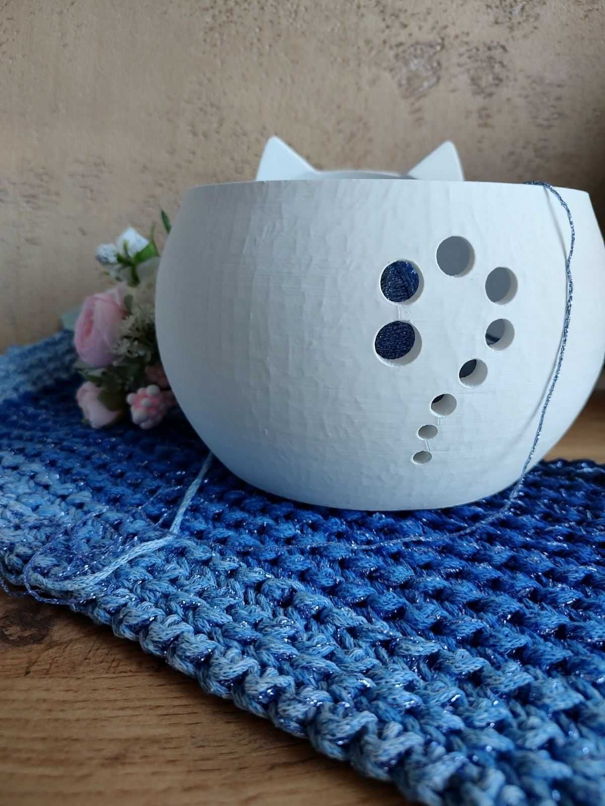 Taça para Fios Gatinho 3D | Organizador Lã Croché Tricô Fofo