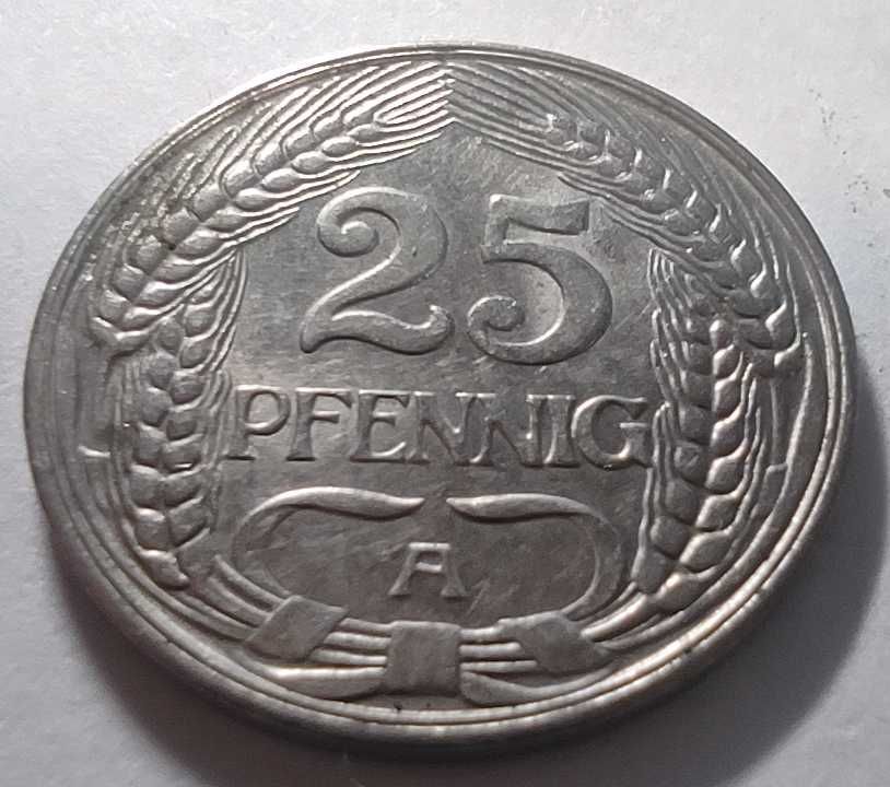 Moneta stara Niemcy 25 pfennig 1911 A bardzo ładna