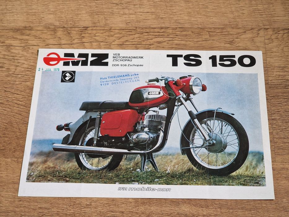 Oryginalna broszura reklamowa motocykli MZ TS 150 IFA