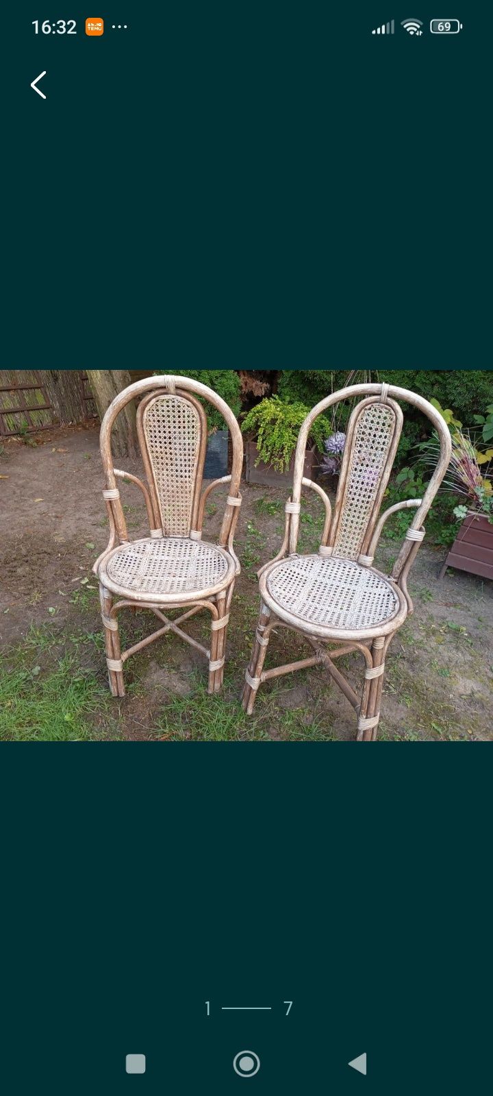 2 śliczne oryginalne krzesła rattan, bambus w stylu Boho
