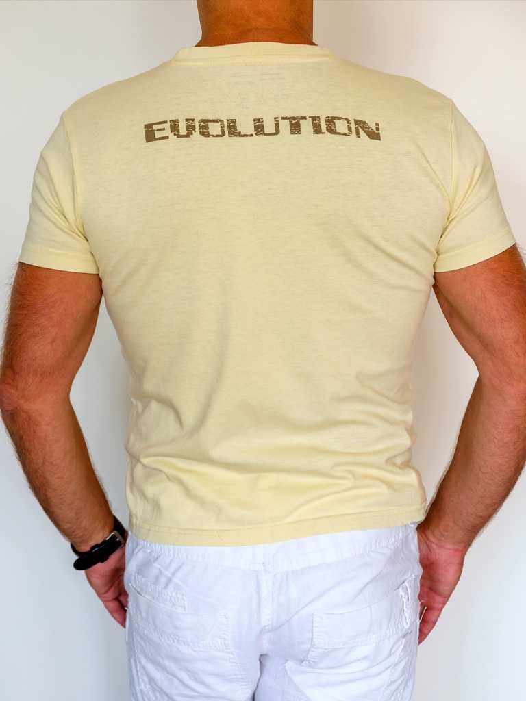 T-shirt Koszulka męska żółta z krótkim rękawem okrągłym dekoltem
