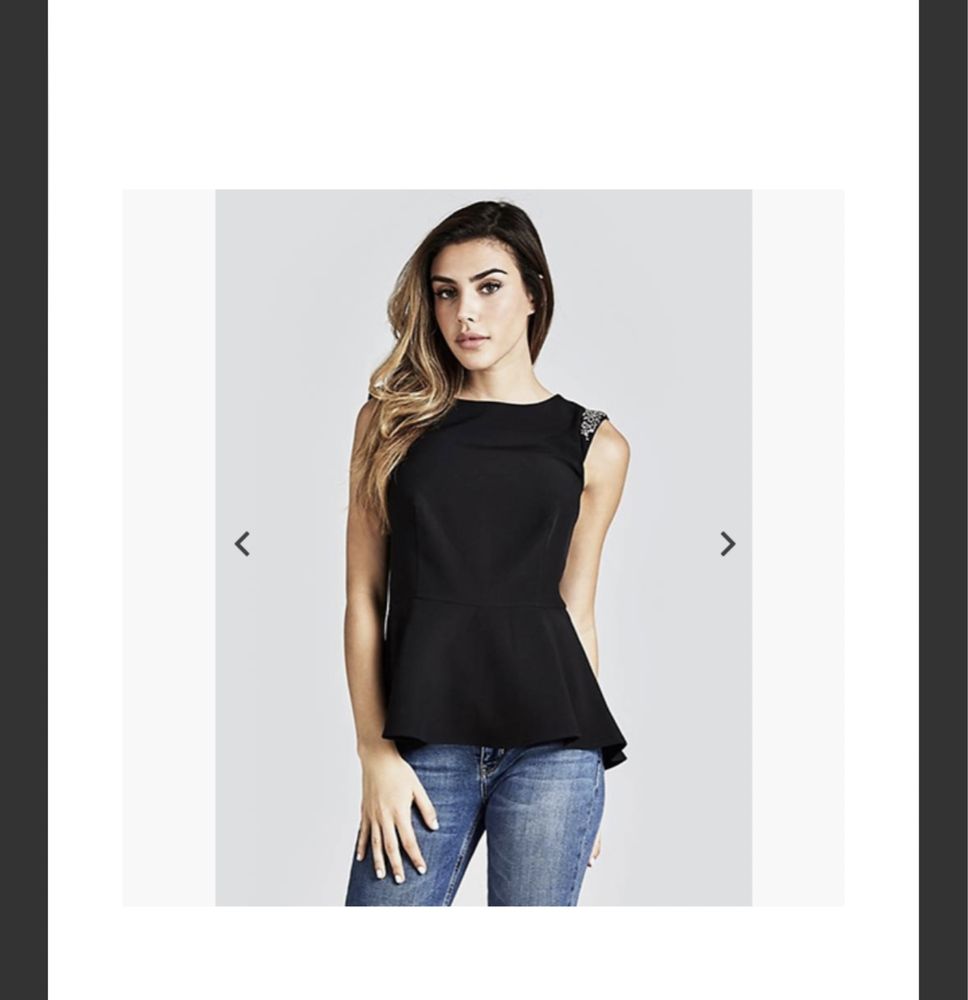 Bluzka Guess czarna na grubych ramiączkach z cekinami S