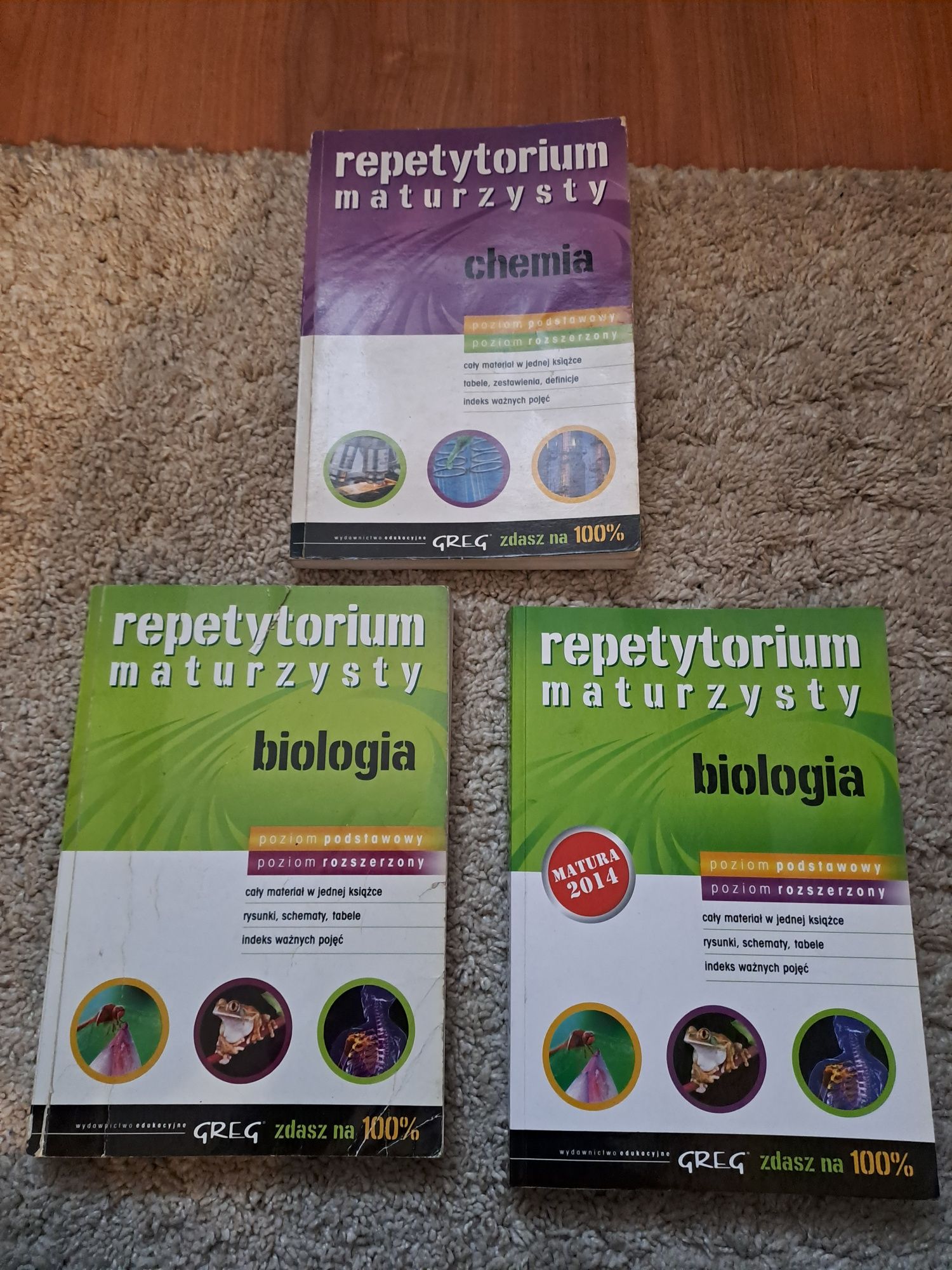 Chemia,  2x Biologia repetytorium maturzysty Greg podstaw. i rozszerz.