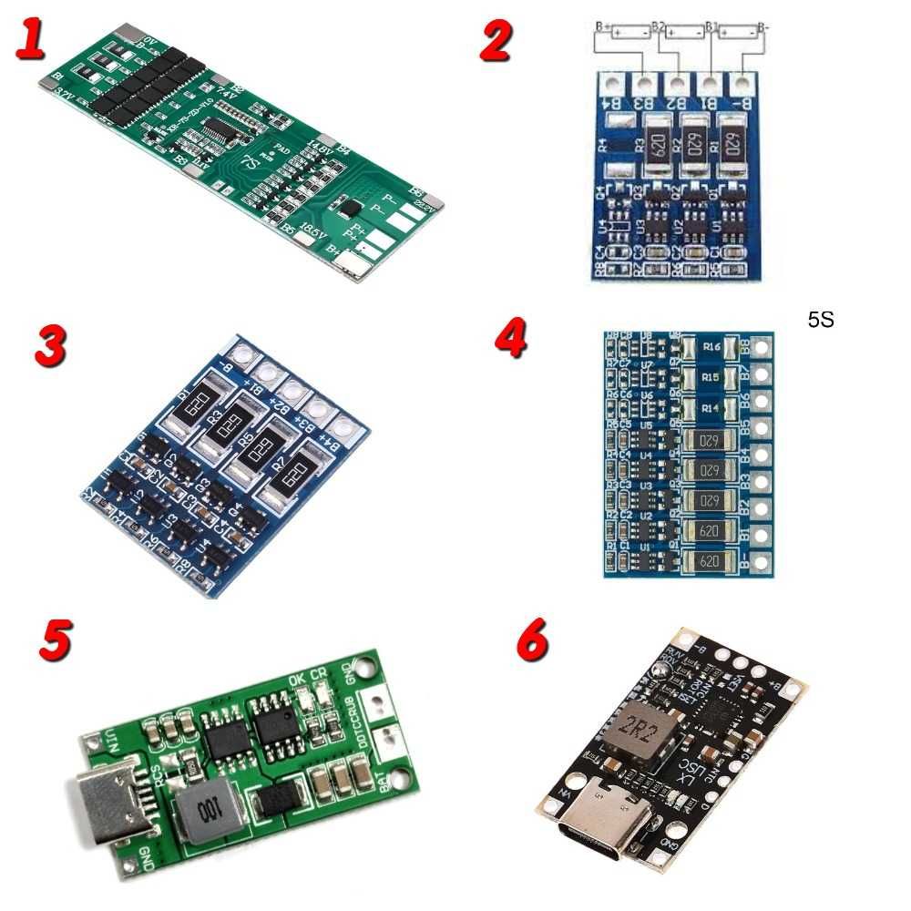 BMS Li-ion, LifePO4 1S, 2S, 3S, 4S, 5S, 6S, 7S Модули заряда 2S,3S,4S