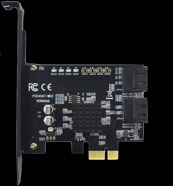 Placa de expansão PCI-E SATA III, 6Gbps 4 portas