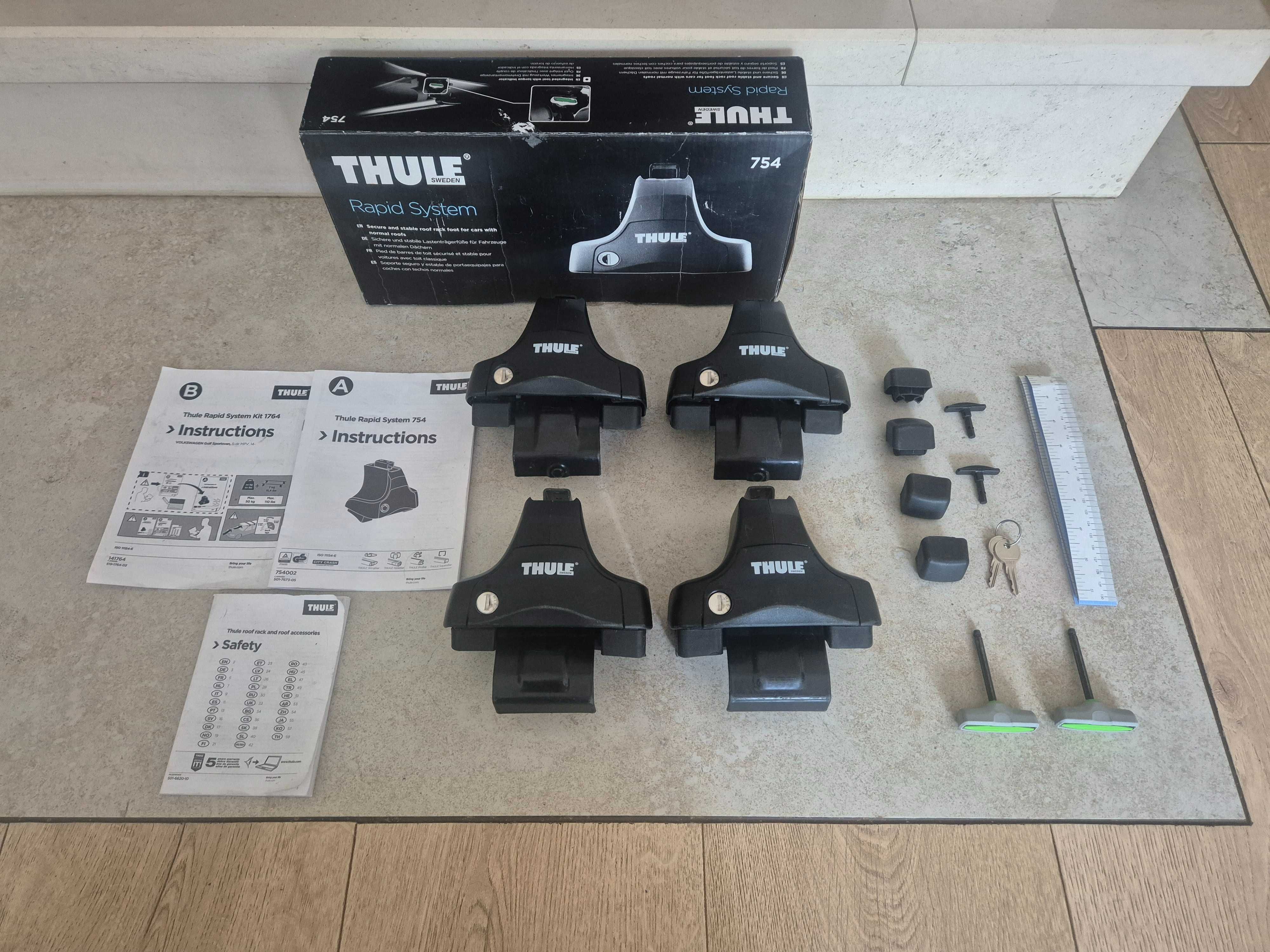 Stopy 4szt Thule 754 Rapid system + kit Thule Rapid System 1764