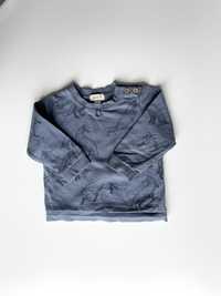 Niebieska bluzka z długim rękawem w liski, Newbie, r. 74 (6-9 mcy)