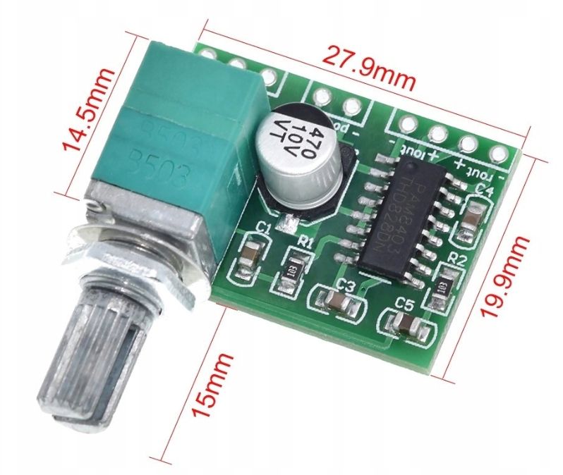 Moduł wzmacniacz audio PAM8403 z potencjometrem