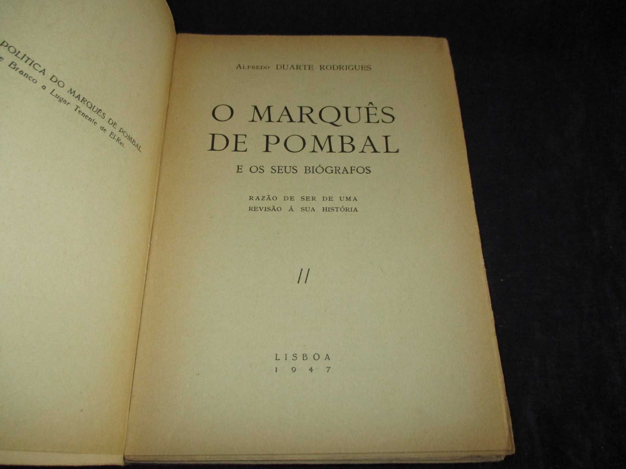 Livro O Marquês de Pombal e os seus Biógrafos 1947