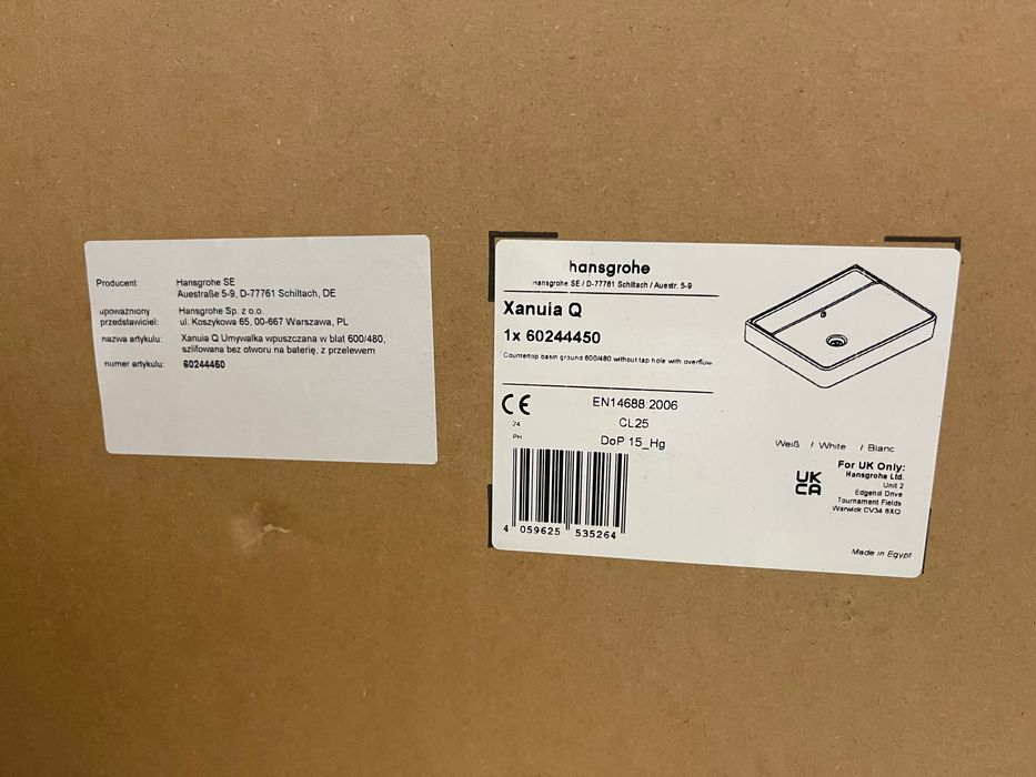 Umywalka hansgrohe 60x48 nablatowa ścienna