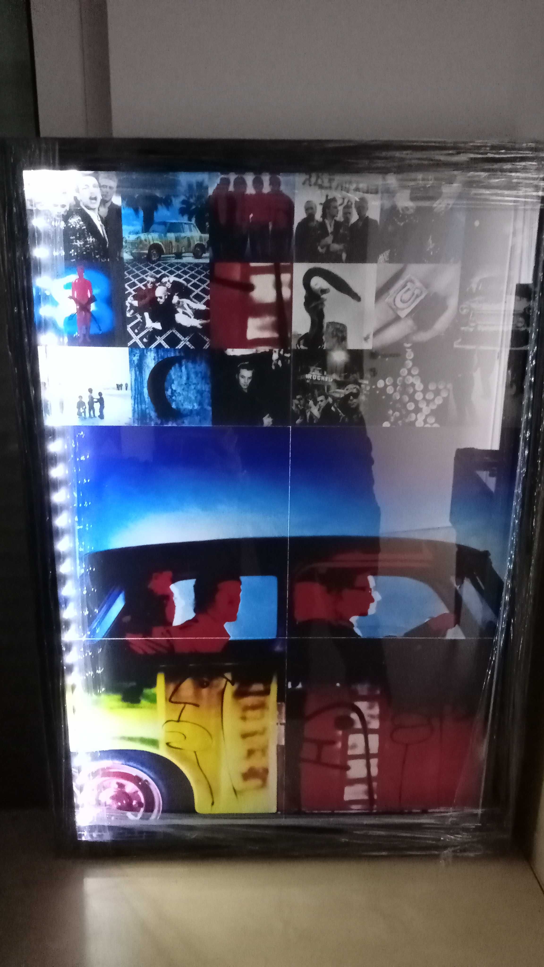 U2 - Quadro popart & luz led.