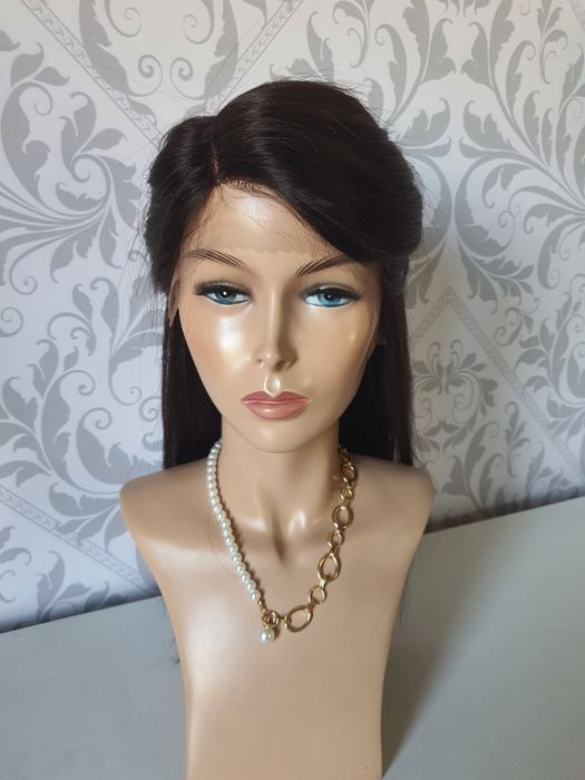 Peruka z włosów naturalnych ciemny brąz Agnieszka lace front