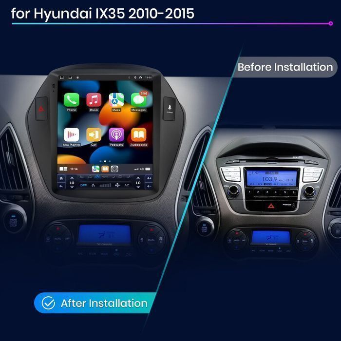 Radio nawigacja Hyundai Tucson 2 IX35 Tesla Style Android Carplay DSP