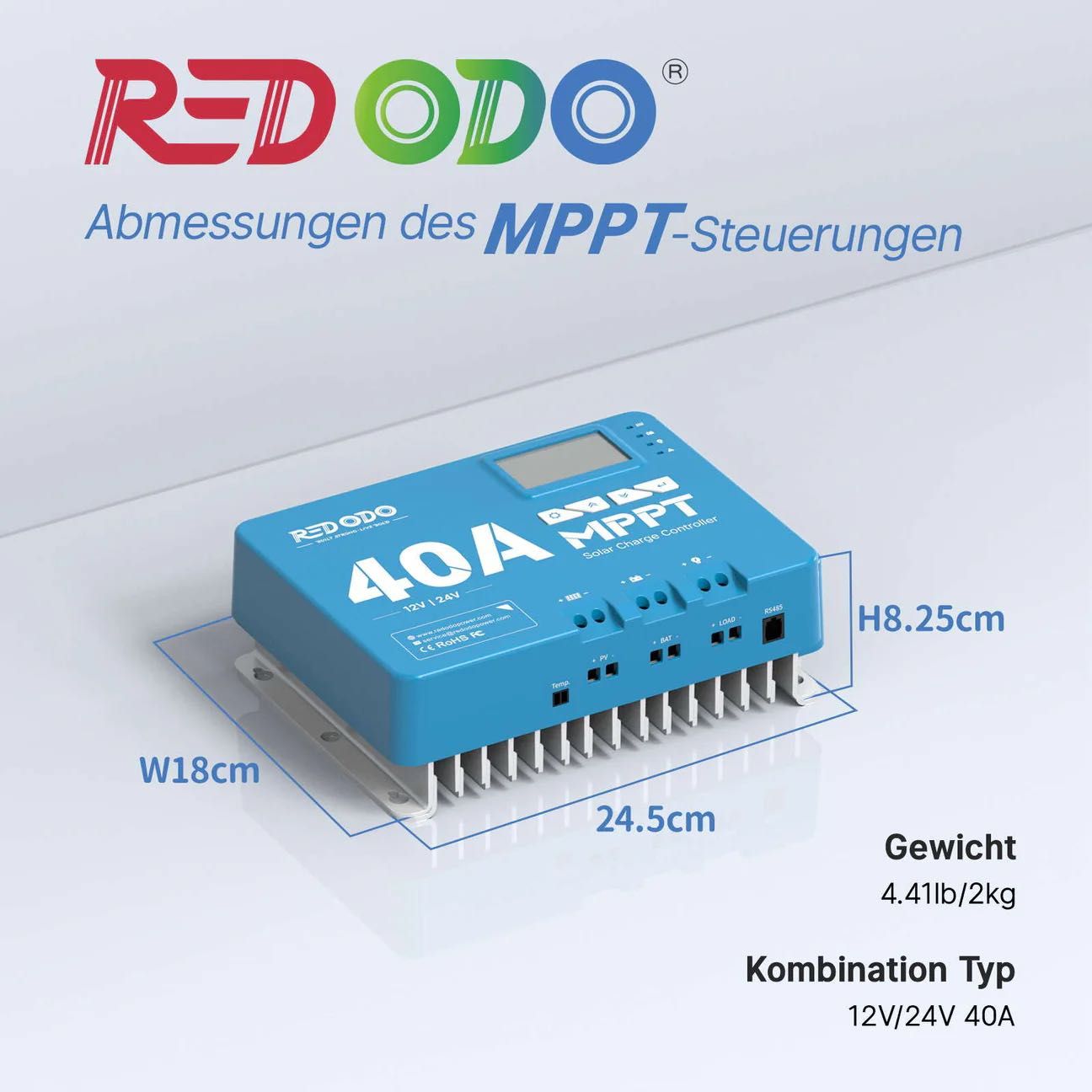 Redodo 40A MPPT 12V/24V automatyczny regulator ładowania PV z BT