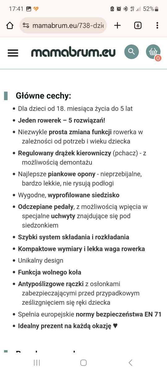 Dzięcięcy rowerek trójkołowy, biegowy, jeździk