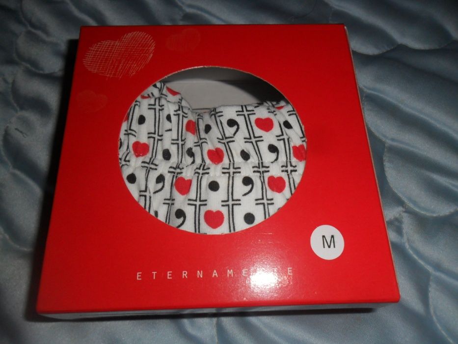 Boxers novos, tam. M, "eu amo-te"