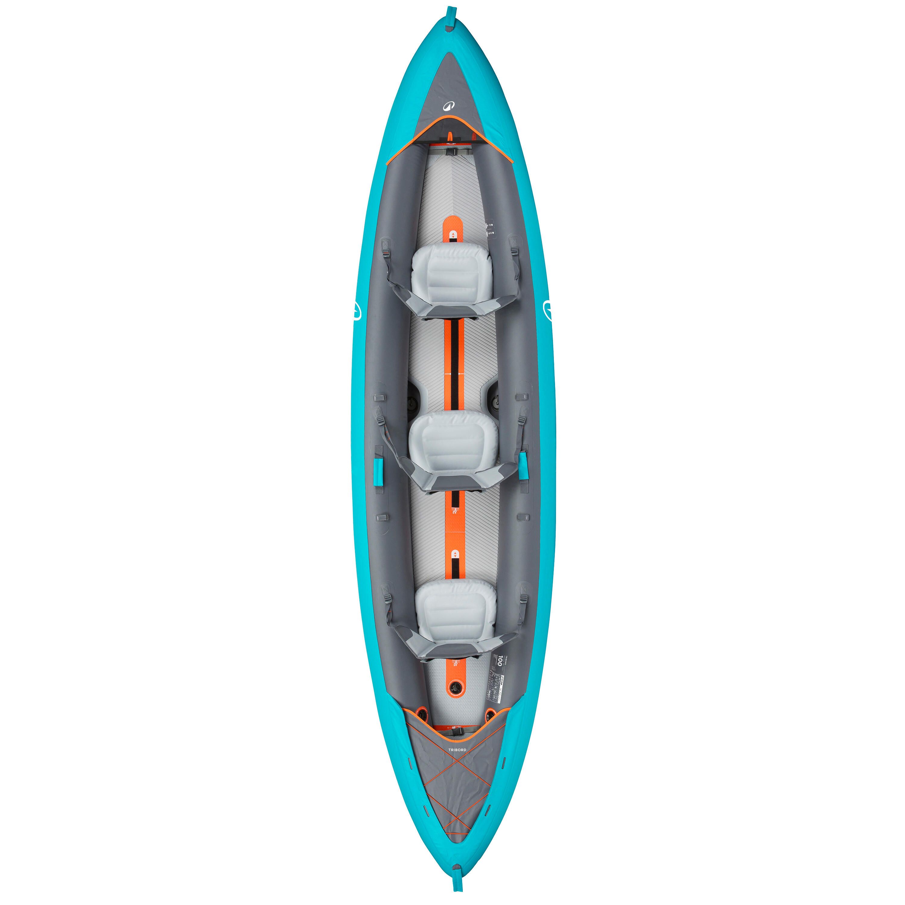Canoa kayak insuflável 2/3 lugares - Tribord 100+ Azul
