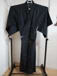 Męskie kimono letnie yukata japońskie len bawełna czarne srebrna nitka